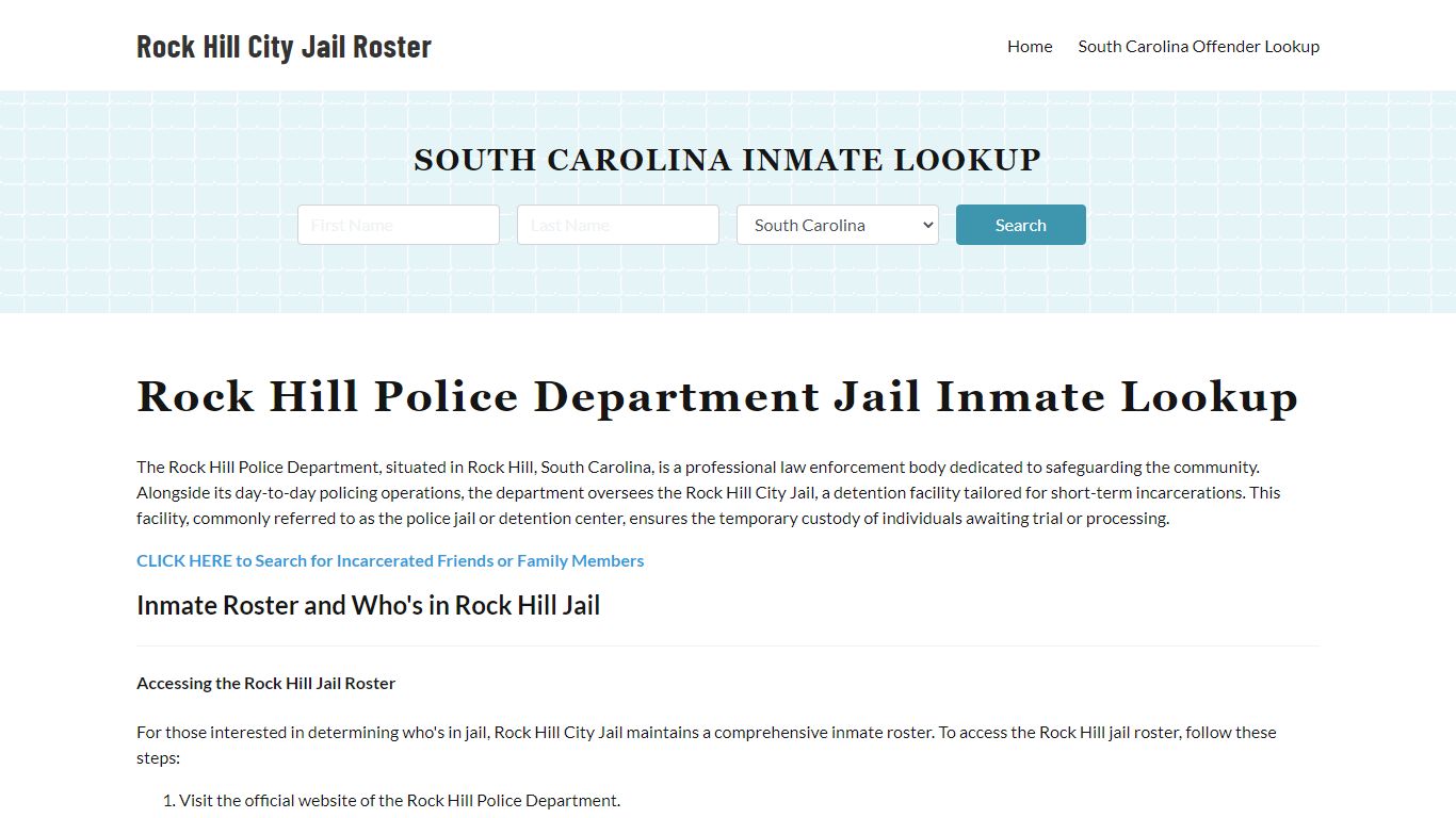 Rock Hill Police Department & City Jail, SC Inmate Roster, Arrests ...